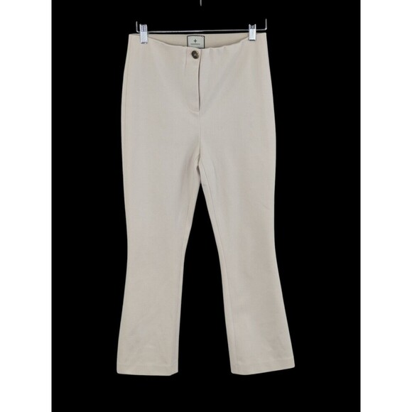 Tuckernuck Cream Micro Suede High Rise Crop Flare Pants Sz 4 Classic Quality - Picture 1 of 6